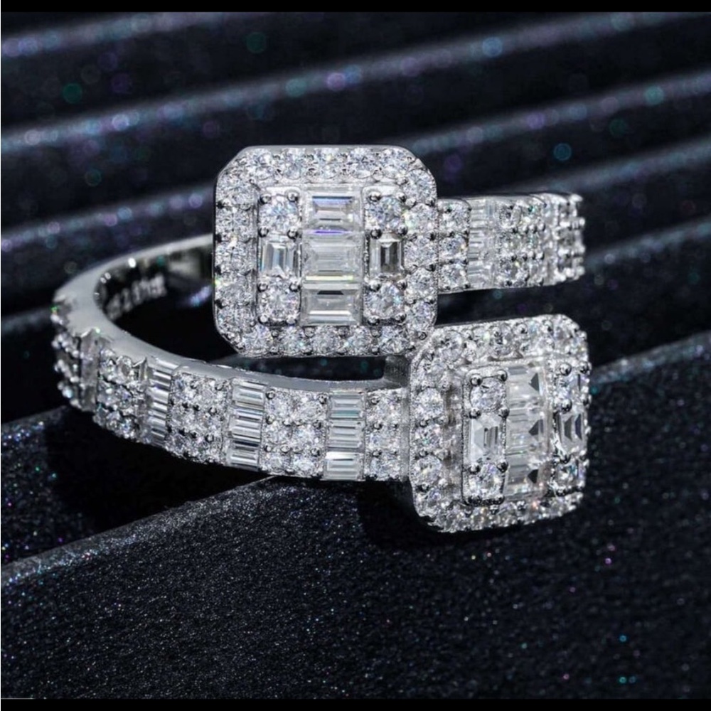 Elegant Silver Double Square Ring - image 1